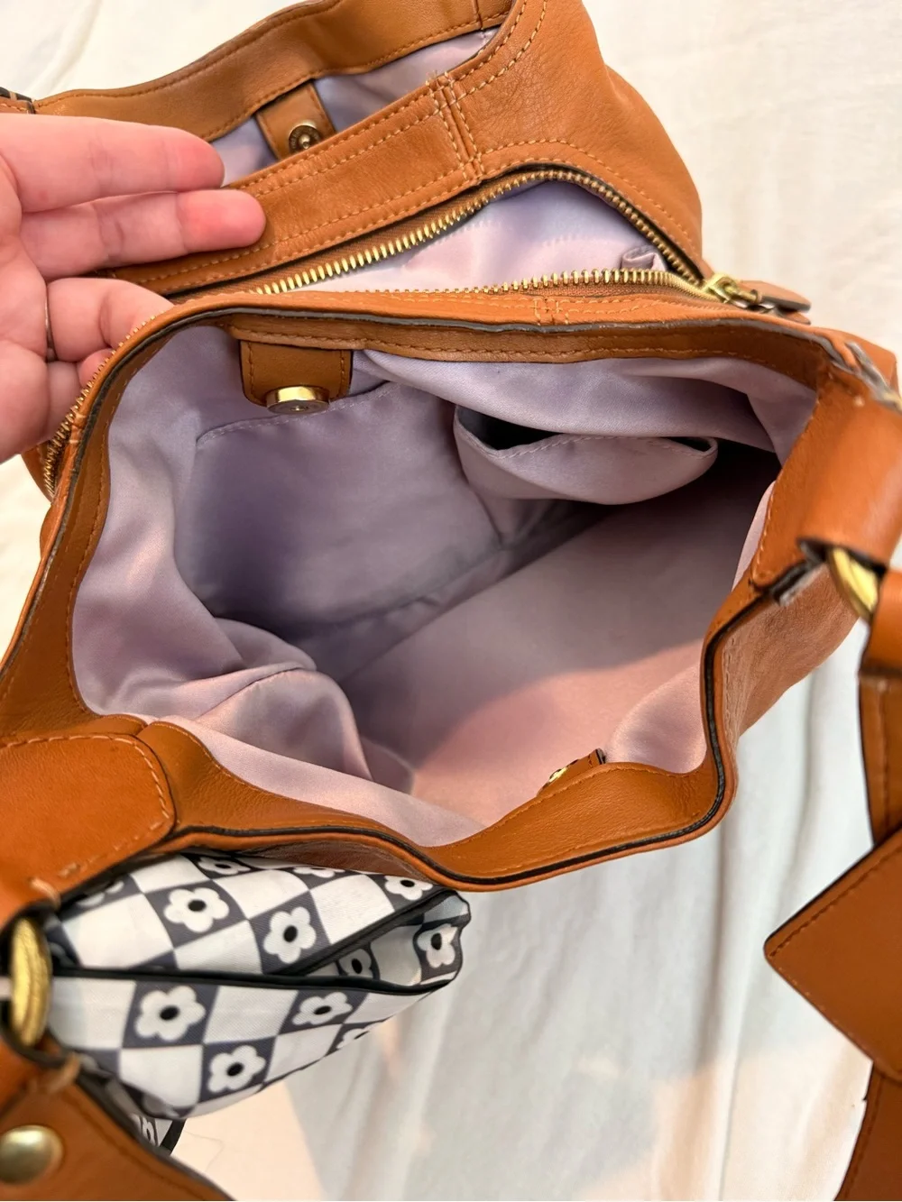 Coach Tan Leather Shoulder Bag with Gold Hardware